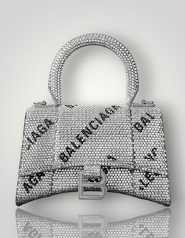 BALENCIAGA Hourglass XS crystal-embellished felt tote