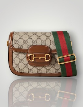 GUCCI Horsebit 1955 mini leather-trimmed printed coated-canvas shoulder bag