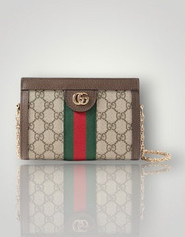 GUCCI Ophidia mini textured leather-trimmed printed coated-canvas shoulder bag